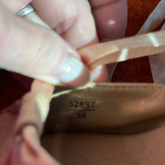 platform tie-up wedge espadrille sandal golden canvas w/pink ribbon shoe 5 1/2 - Picture 11 of 11